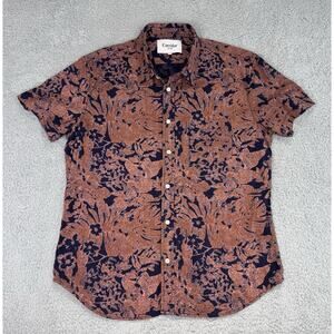 Corridor NYC Hawaiian Shirt Men's Large Photo Negative Acid Wash Button Up